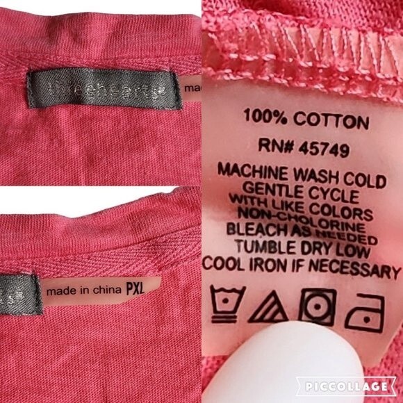 Three Hearts pink white yellow red sea shell print short sleeve t shirt sz PXL - Picture 10 of 10